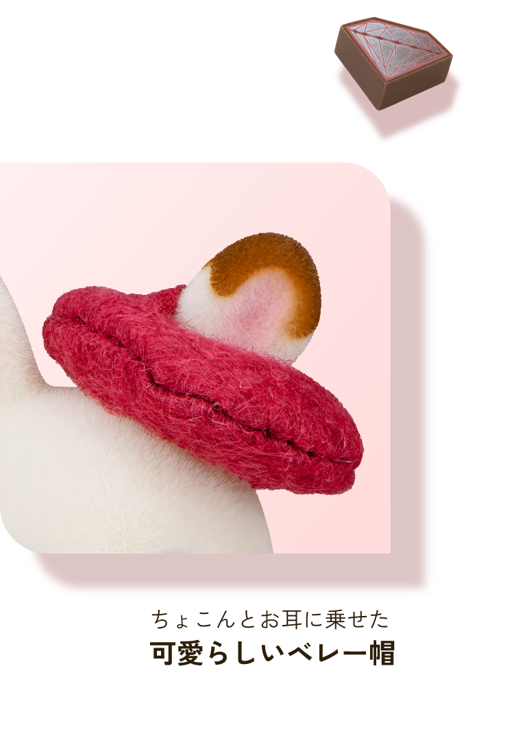 ちょこんとお耳に乗せた可愛らしいベレー帽